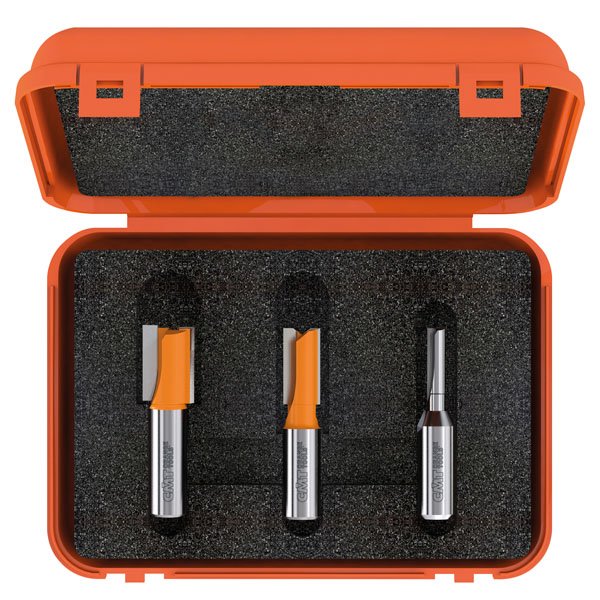 CMT 811.001.11 3-piece Plywood Groove Set in Carrying Case, 1/4-Shank