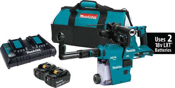 Makita 18V X2 LXT Lithium-Ion (36V) Brushless Cordless 1-1/8 In AVT Rotary Hammer Kit, Accepts SDS-Plus Bits w/ Extractor XRH10PTW