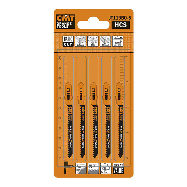 CMT JT119BO-5 Jig Saw Blades for Wood 5-Pack