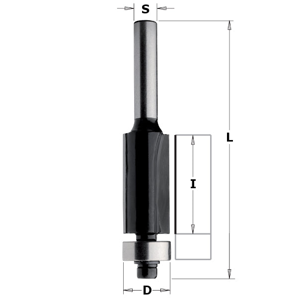 CMT 80604 Contractor Flush Trim Bit 1/2-inch Diameter 1/4-inch Shank