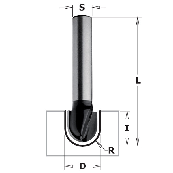CMT 81411 Contractor Round Nose Bit 3/8-inch Diameter 3/16-inch Radius 1/4-inch Shank