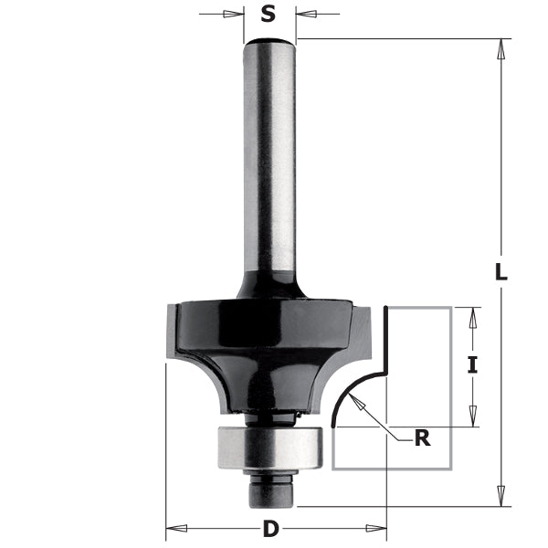 CMT 83808 Contractor Roundover & Beading Bit 1-3/4-inch Diameter 5/8-inch Radius 1/4-inch Shank
