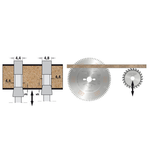 CMT 288.100.20H 100mm Diameter X 20t Conical Scoring Saw Blade with 20mm Bore (3.1-4.0mm Kerf)