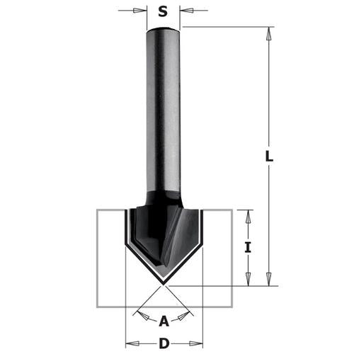 CMT 85801 Contractor V-Grooving Bit 7/16-inch Diameter 60 degree Cutting Angle 1/4-inch shank