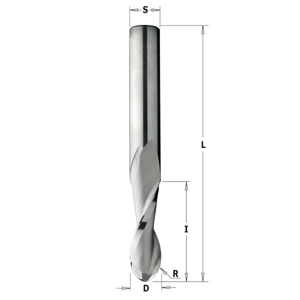 CMT 199.001.11 Solid Carbide Upcut Ball Nose Spiral Bit with 1/8-Inch Diameter with 1/4-Inch Shank