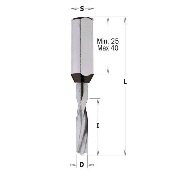 CMT 310.020.21 Solid Carbide Dowel Drill with 2mm 5/64-Inch 10 by 35mm Shank and Right-Hand Rotation