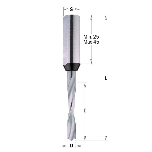 CMT 311.064.21 Solid Carbide Dowel Drill 1/4-Inch Diameter 10X28mm Shank Right-Hand Rotation