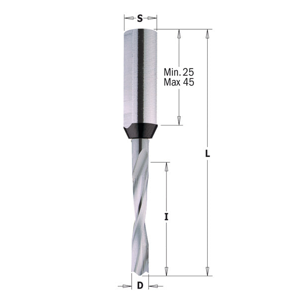 CMT 311.020.21 Solid Carbide Dowel Drill with 2mm 5/64-Inch Diameter with 10 by 38mm Shank and Right-Hand Rotation