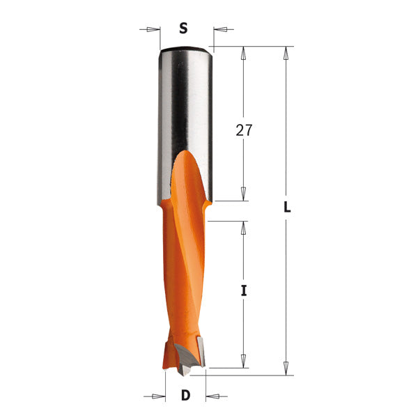 CMT 310.040.11 Dowel Drill 5/32-Inch Diameter 10x27mm Shank Right-Hand Rotation