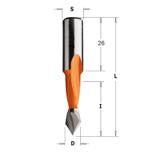 CMT 313.060.12 2 Flute Dowel Drill for Through Holes 6mm (15/64-Inch) Diameter 10x26mm Shank Left-Hand Rotation