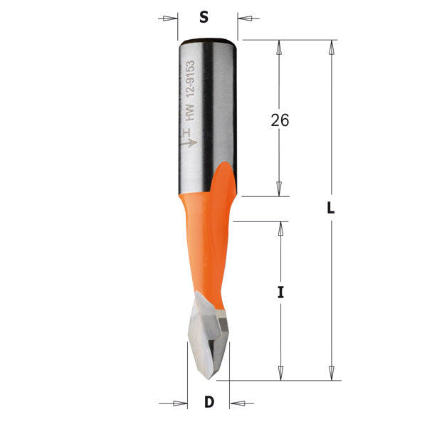 CMT 313.050.41 Right-Hand Flute Dowel Drill for Holes