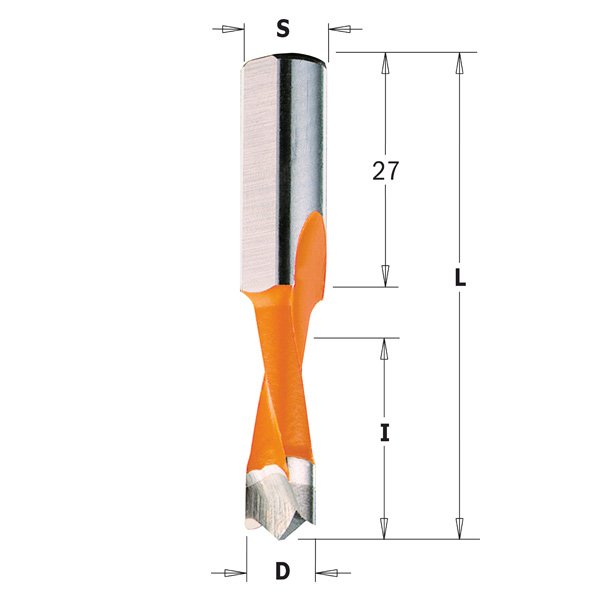 CMT 310.080.42 Dowel Drill, 8mm (5/16-Inch), 10x27mm Shank, Left-Hand Rotation