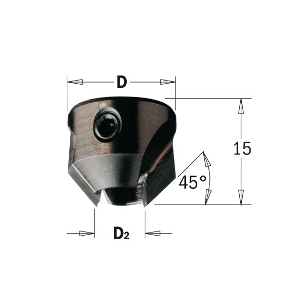 CMT 316.090.12 Countersink for 4 flute drills 9mm Shank 18mm Diameter Left-Hand Rotation