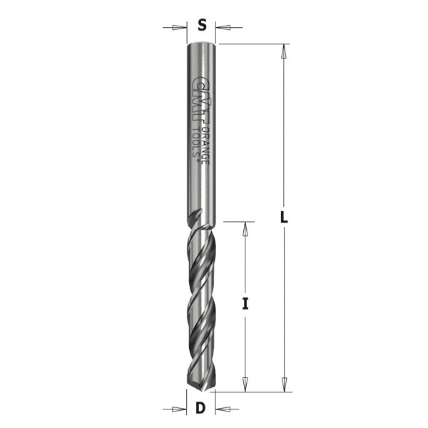 CMT 363.020.12 V-Point Solid Carbide Twist Drill 120 degree sharpening 2mm (5/64-Inch) Left-Hand Rotation