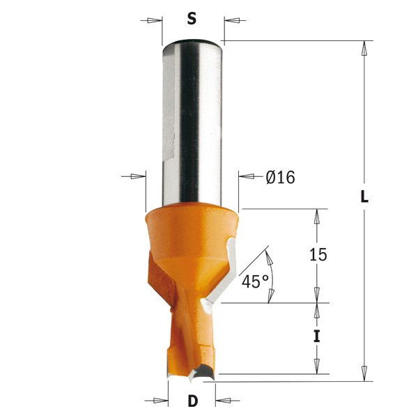 CMT 376.101.12 Dowel Drill with Countersink 10mm (25/64-Inch) Diameter 10mm Shank Left-Hand Rotation
