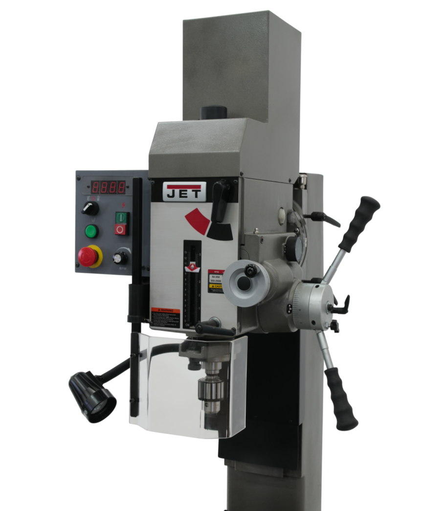 JET JMD-45VSPFT Variable Speed Geared Head Square Column Mill/Drill with Power Downfeed & Newall DP700 2-Axis DRO - 351156