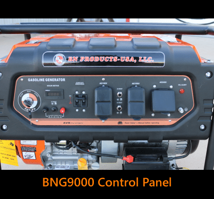 BN Portable Job-Site Generators BNG9000 9000W rated power, Key Electric Start, CARB certified, with GFCI plugs