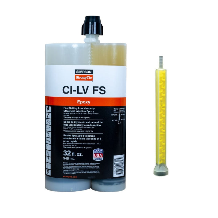 Simpson Strong-Tie CILVFS32 CI-LV FS Fast Setting Low-Viscosity Structural Injection Epoxy 32 Oz.