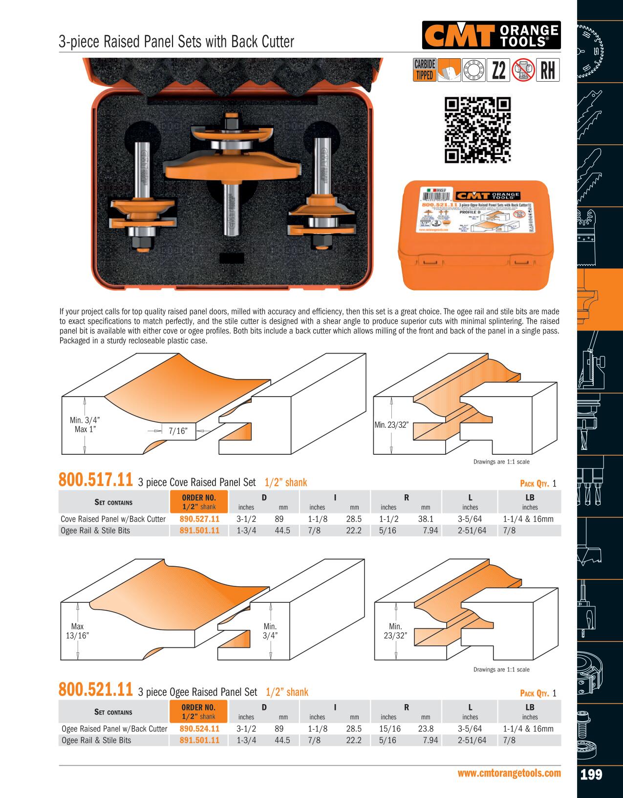 CMT 800.517.11 3 Piece Raised Panel Set