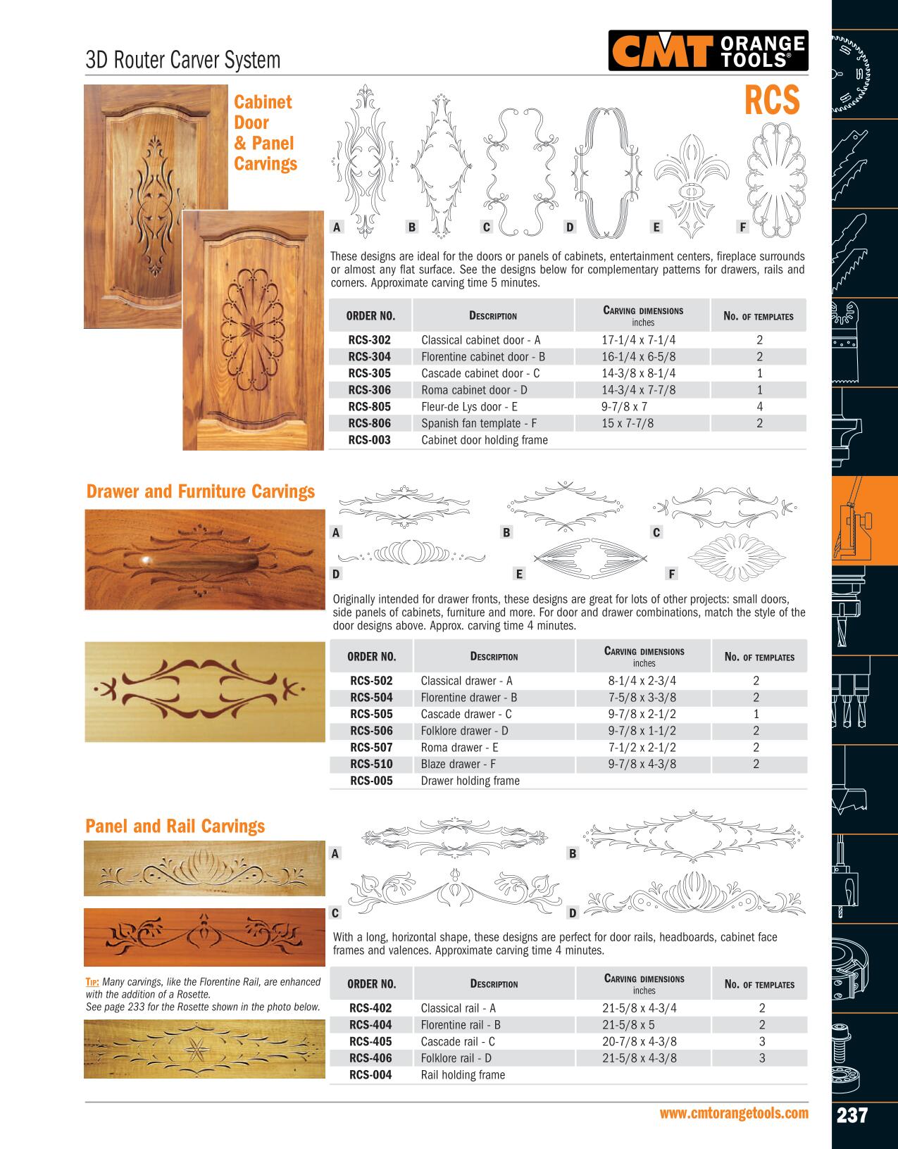 CMT RCS-302 Classical Cabinet Door Templates for Router Carver System