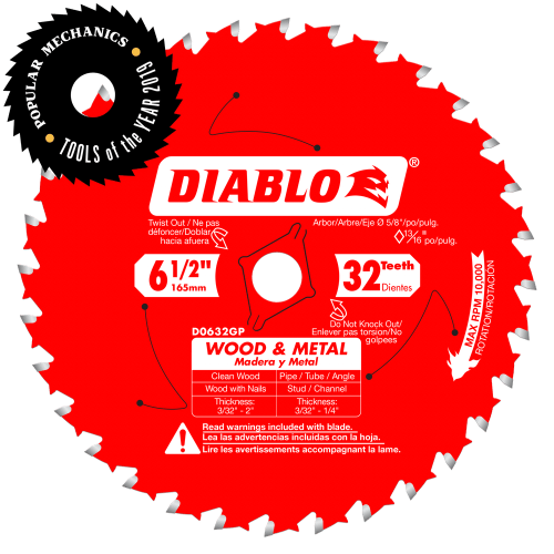 Diablo D0632GPX 6-1/2 in. x 32 Tooth Wood & Metal Carbide Saw Blade