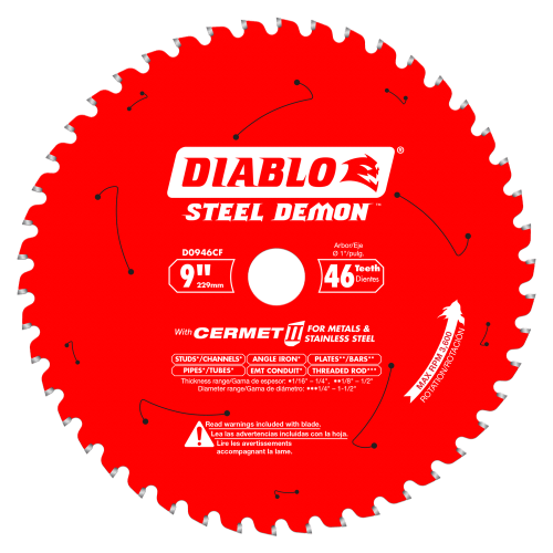 Diablo D0946CF Steel Demon 9 in. x 46 Tooth Cermet Metal and Stainless Steel Cutting Saw Blade