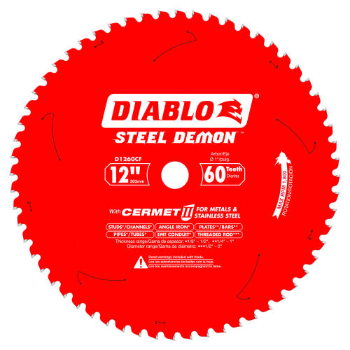 Diablo D1260CF Steel Demon 12-inch Steel Demon 60T Cermet II Carbide Ferrous Metal Saw Blade