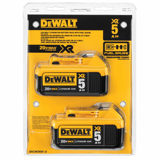 DeWALT DCB205-2 20-Volt MAX XR Premium Lithium-Ion 5.0Ah Battery Pack (2-Pack)