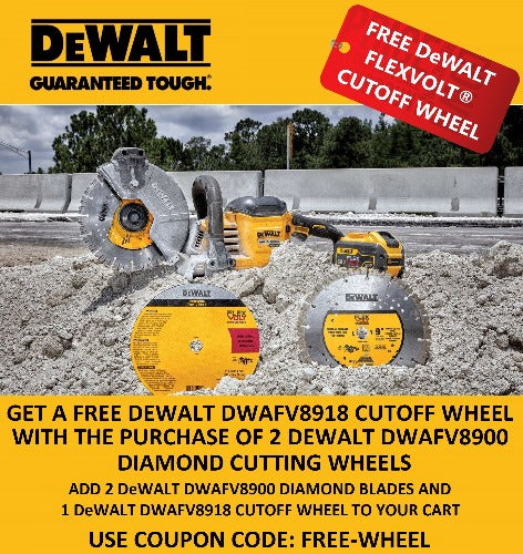 DeWALT DWAFV8918 FlexVOLT Cutoff Wheel 9 In x 5/64 In x 7/8 T1 Get it FREE! Click for Promo
