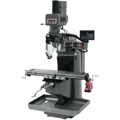 JET JTM-949EVS Mill With 3-Axis Newall DP700 DRO (Knee) With X-Axis Powerfeed and Air Powered Draw Bar