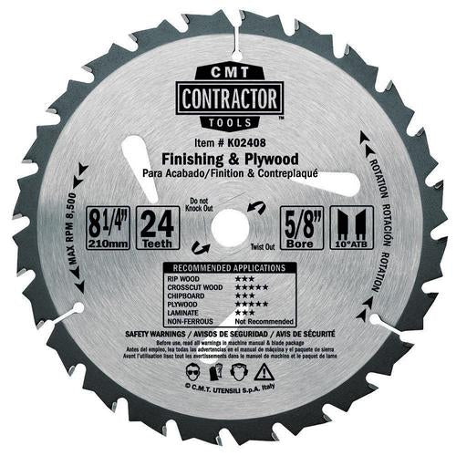 CMT K02408 ITK Contractor Saw Blade 8-1/4 x 24 x 5/8 inch