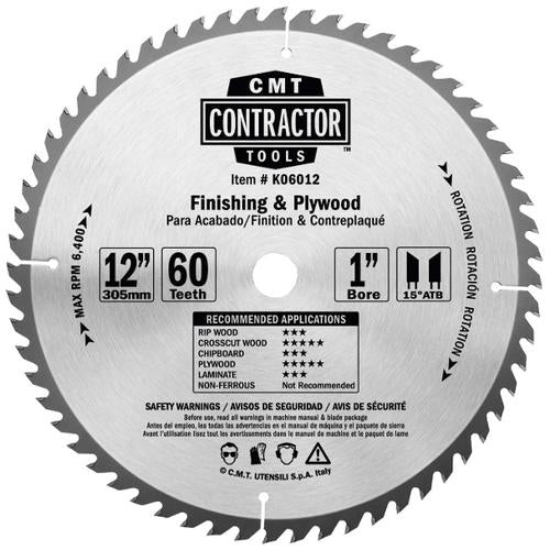 CMT K06012 ITK Contractor Saw Blade 12 x 60 x 1 inch
