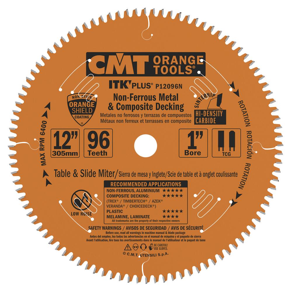CMT P12096N ITK Plus Non-ferrous Metal and Composite Decking Saw Blade 12 in x 96 x 1
