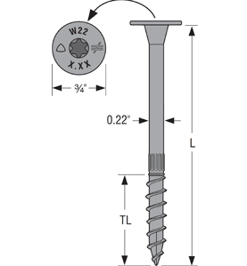Simpson Strong-Tie SDW22438 4-3/8" Structural Wood Screw Interior 600ct