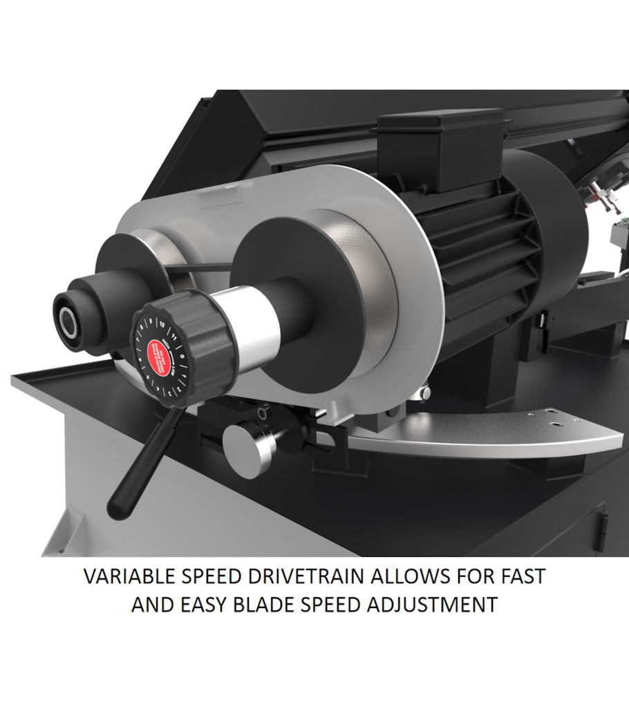 JET Elite EHB-1018VMH, 10 x 18 Semi-Auto Variable Speed Dual Mitering Saw With Hydraulic Vise - 891080