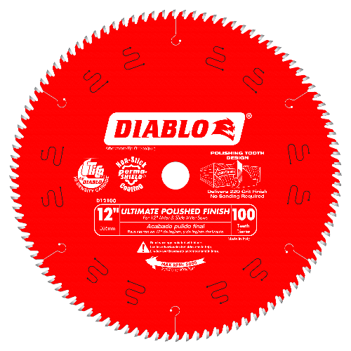 Diablo D12100X 100 Tooth Ultra Fine Circular Saw Blade for Wood and Wood Composites, 12-Inch