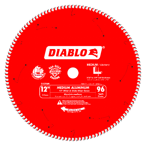 Diablo D1296N 12" 96 Tooth TCG Non-Ferrous Miter Saw Blade 1" Arbor