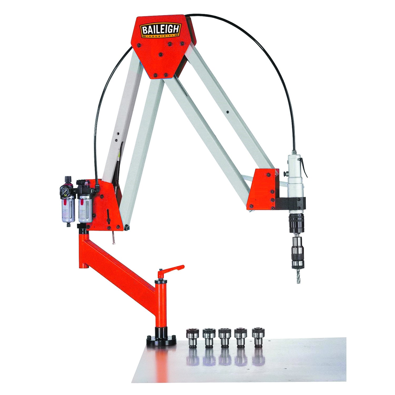 Baileigh ATM-27-1900 Double Arm Articulated Air Powered Tapping Machine, 1/8" to 1" Tapping Capacity, 74" Max Work Range