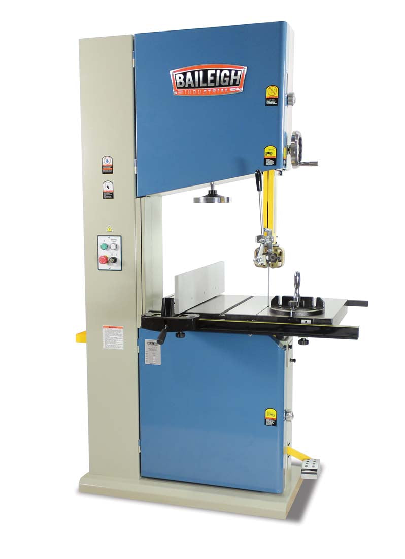 Baileigh WBS-22 5HP 220V 1 Phase 22" Industrial Wood Working Vertical Bandsaw, 23" x 30" Table Size