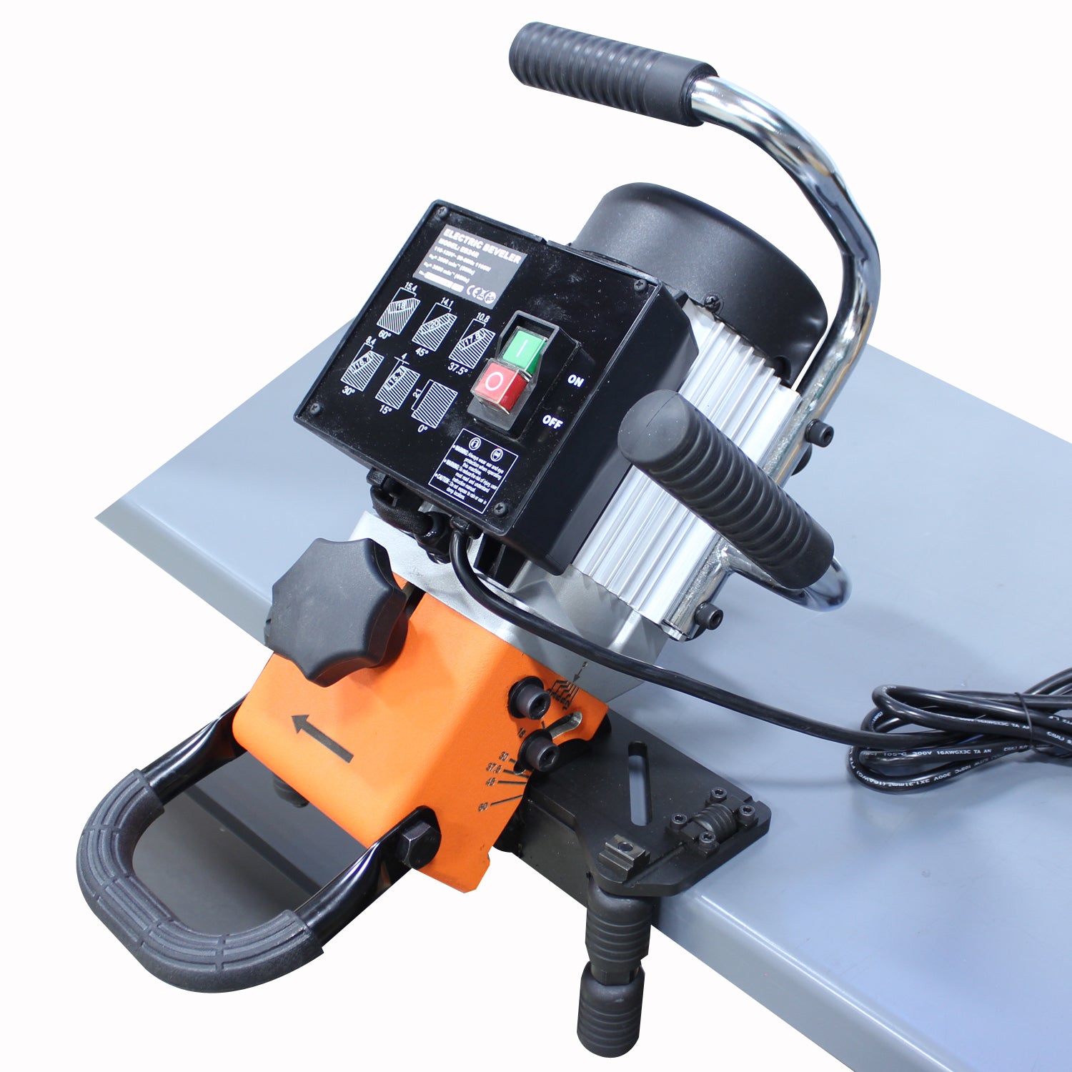 Baileigh CM-060PR 110V Portable Hand-Held Beveling Machine, O-60 Degrees of Bevel, Face Milling and Pipe/Radius