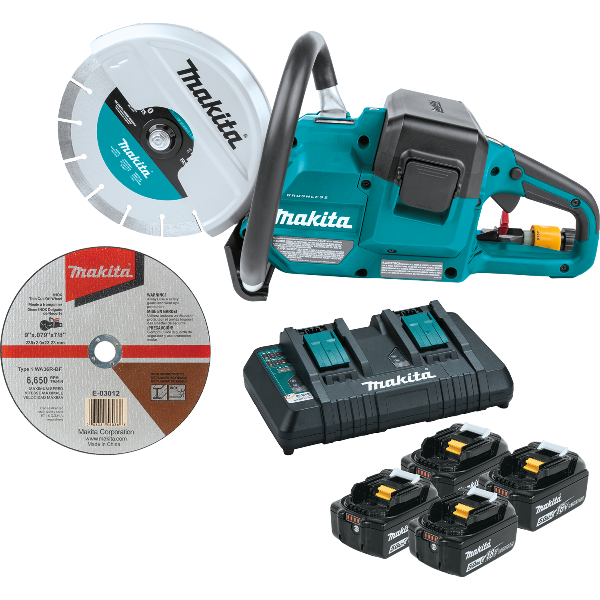 Makita XEC01PT1 18V X2 (36V) LXT Lithium Ion Brushless Cordless 9 in. Power Cutter Saw Kit, with AFT, Electric Brake, 4 Batteries (5.0 Ah)