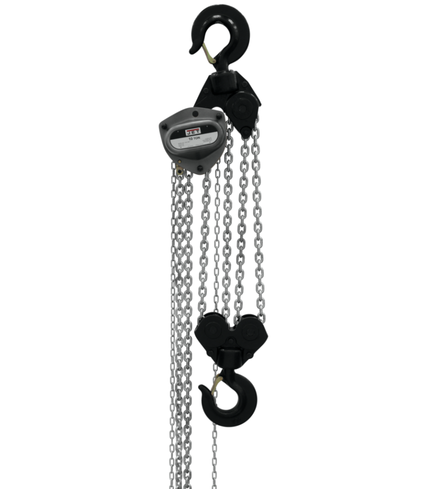 JET 10-Ton Hand Chain Hoist with 10' Lift & Overload Protection | L-100 1000WO-10