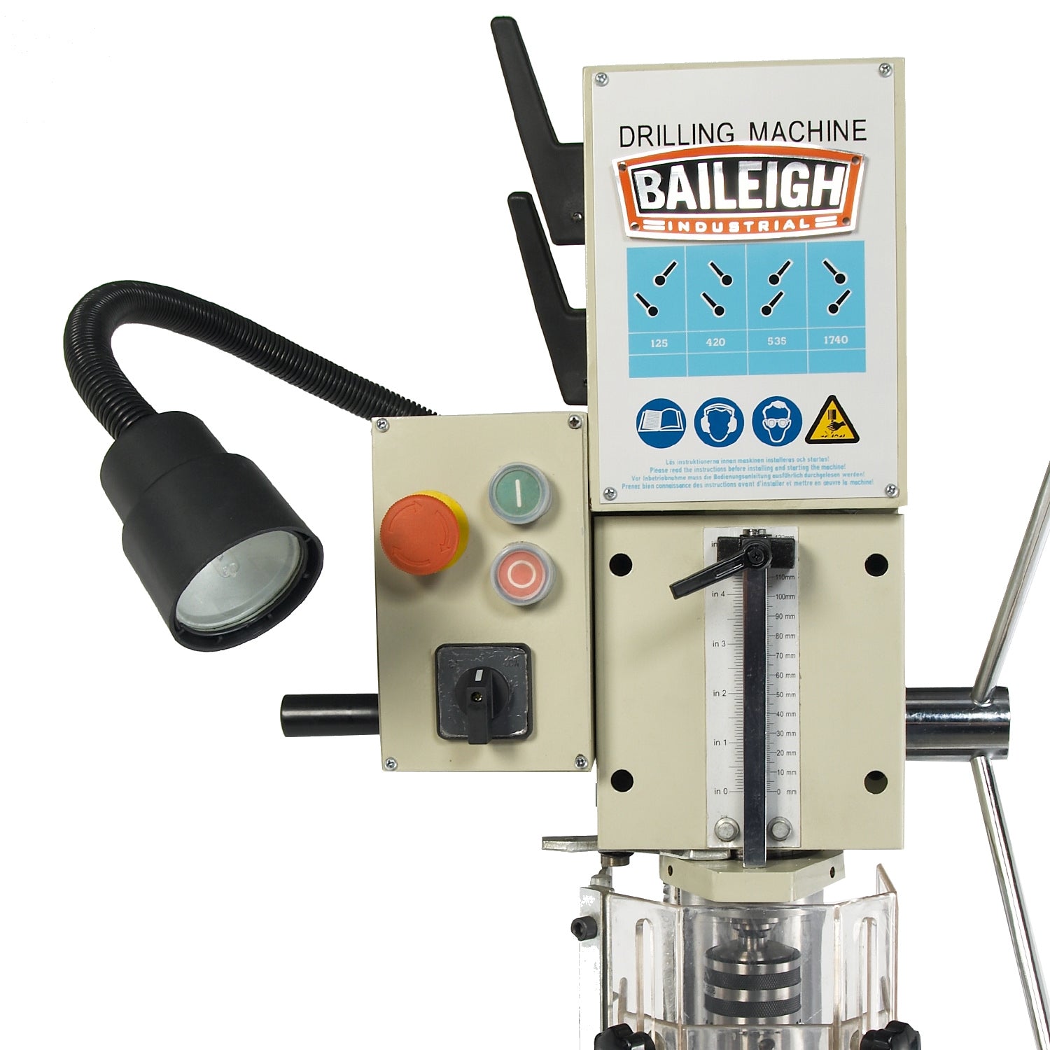 Baileigh DP-1000G 110V Gear Driven Drill Press, Manual Feed 1" Mild Steel Drilling Capacity