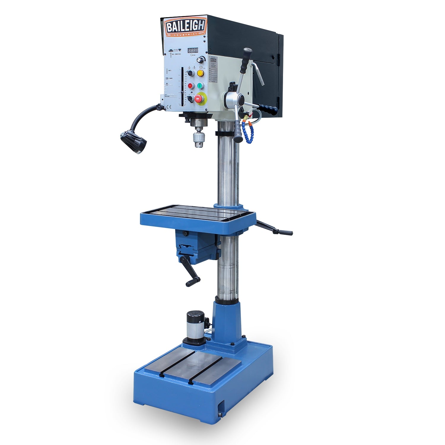 Baileigh DP-1400VS 220V 1 Phase Inverter Driven Drill Press, Integrated Vise, Tapping, 1-1/4" Mild Steel Capacity