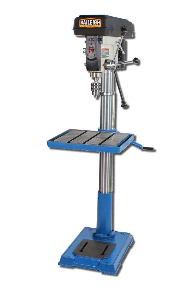 Baileigh DP-2012F-HD-V3 220V 20" Floor Drill Press12 Spindle Speeds, 16.5" x 18.5" Table MT4, LED Worklight