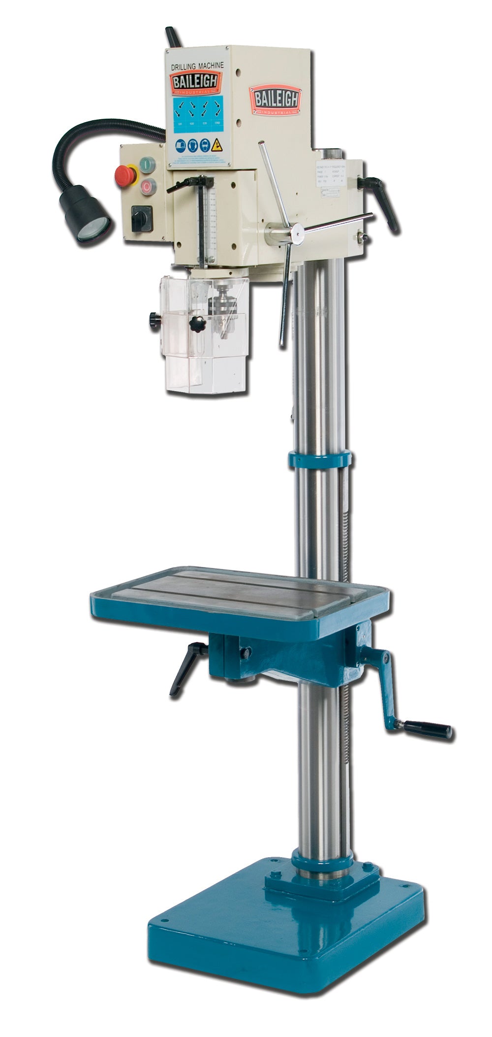 Baileigh DP-1000G 110V Gear Driven Drill Press, Manual Feed 1" Mild Steel Drilling Capacity