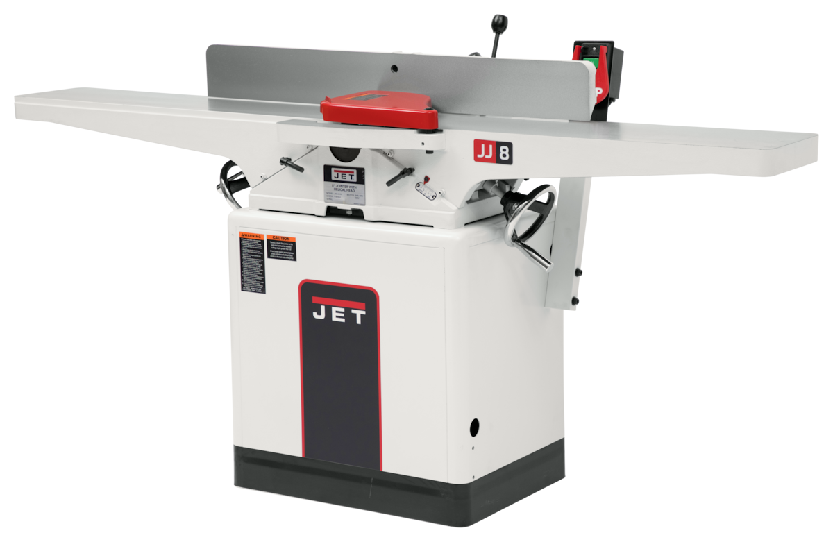 JET JWJ-8HH, 8-Inch Jointer, Helical Cutterhead, 2 HP, 1Ph 230V