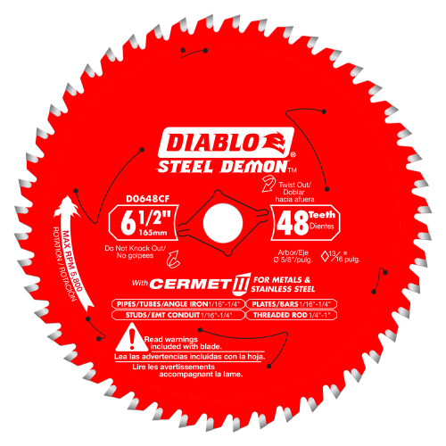 Diablo D0648CFA 6-1/2 in x 48 Tooth Steel Demon Cermet II Saw Blade for Metals and Stainless Steel