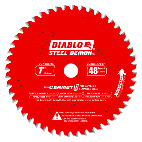 Diablo D0748CFM 7 in. x 48 Tooth Steel Demon Cermet II Saw Blade for Metals and Stainless Steel