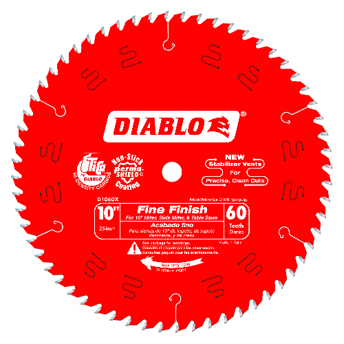 Diablo D1060X 10" x 60 Tooth Fine Finish Saw Blade
